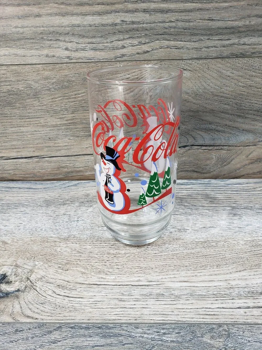 Coca Cola Polar Bear Snowman Winter Drinking Glass